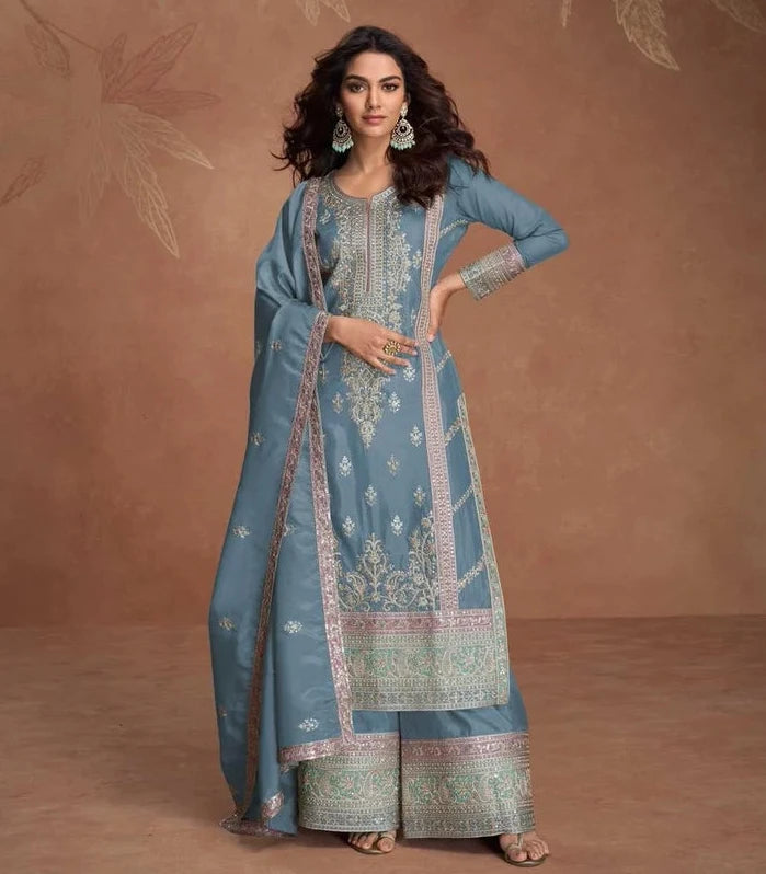 Embroidered Aashirwad Salwar Kameez Palazzo Suit