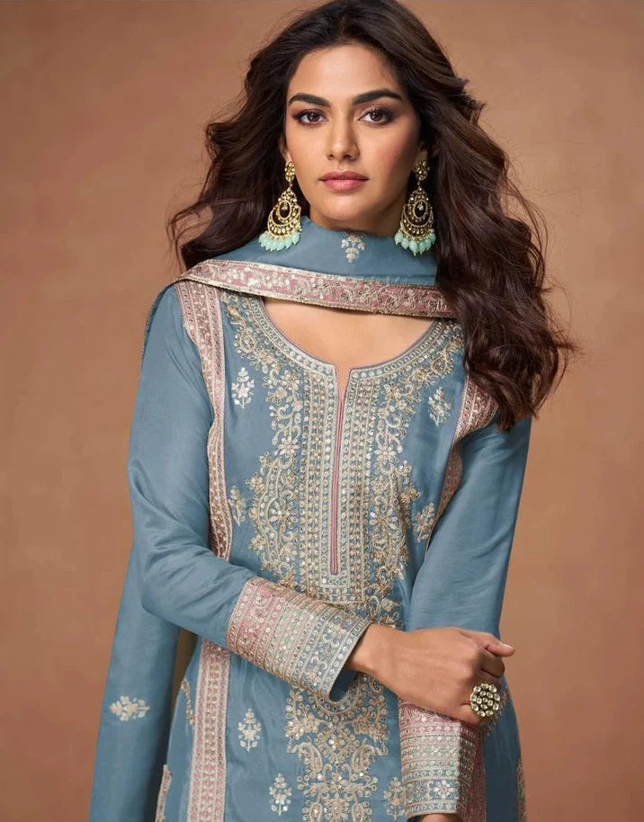 Embroidered Aashirwad Salwar Kameez Palazzo Suit