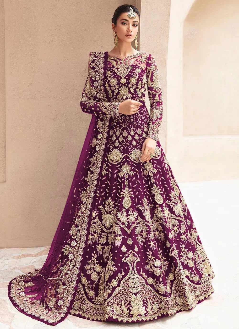 Semi Stitched Anarkali Suits Bridal Gown-4 Color