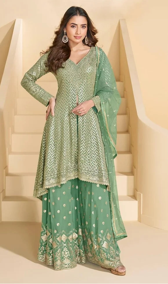 Heavy Look Embroidered With Seroski Kurti