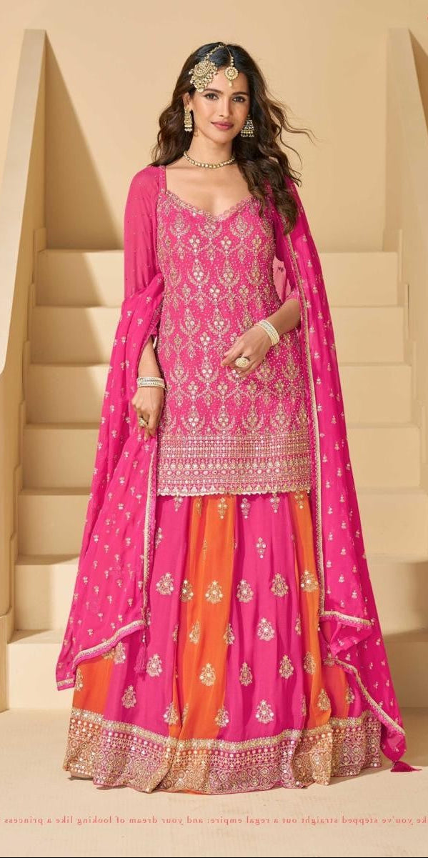 Pink Embroidered Georgette Salwar Suit