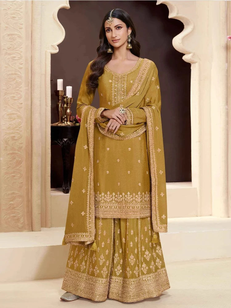 Semi-Stitched Festive Wear Designer Suit